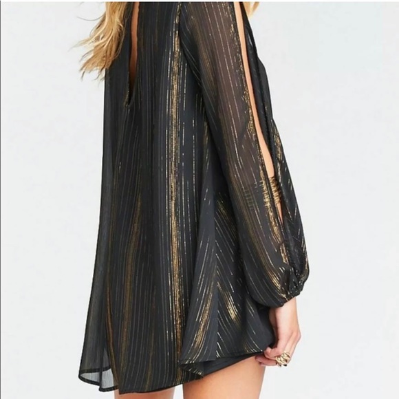 Show Me Your Mumu Tessa Black Gold Tunic Dress S - Picture 2 of 8